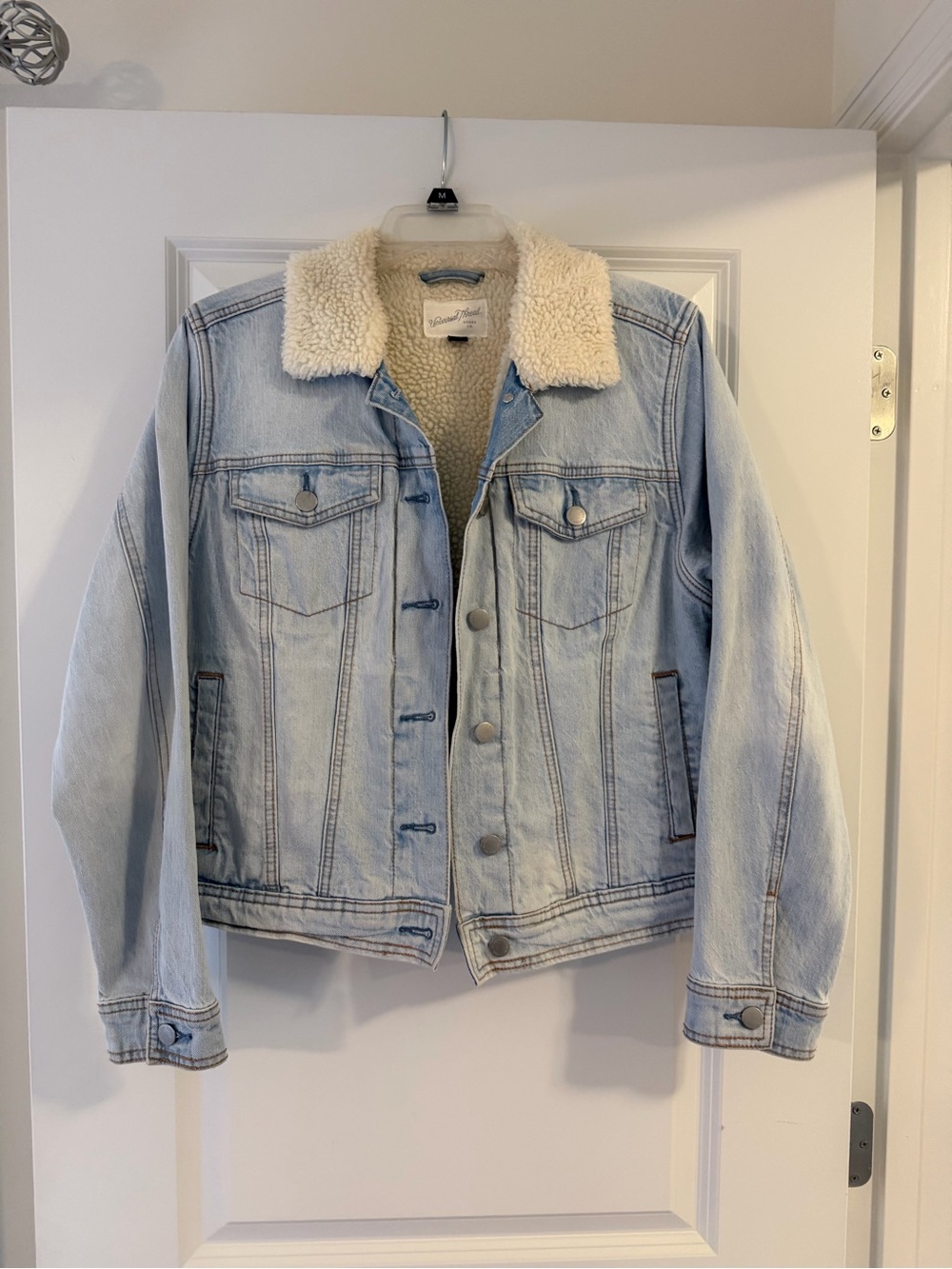 Light Blue Sherpa-Lined Denim Jacket